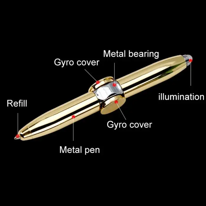 Ручной Спиннер ручка из нержавеющей стали антистресс светодиодный свет интересные Забавные игрушки Шариковая ручка BB55