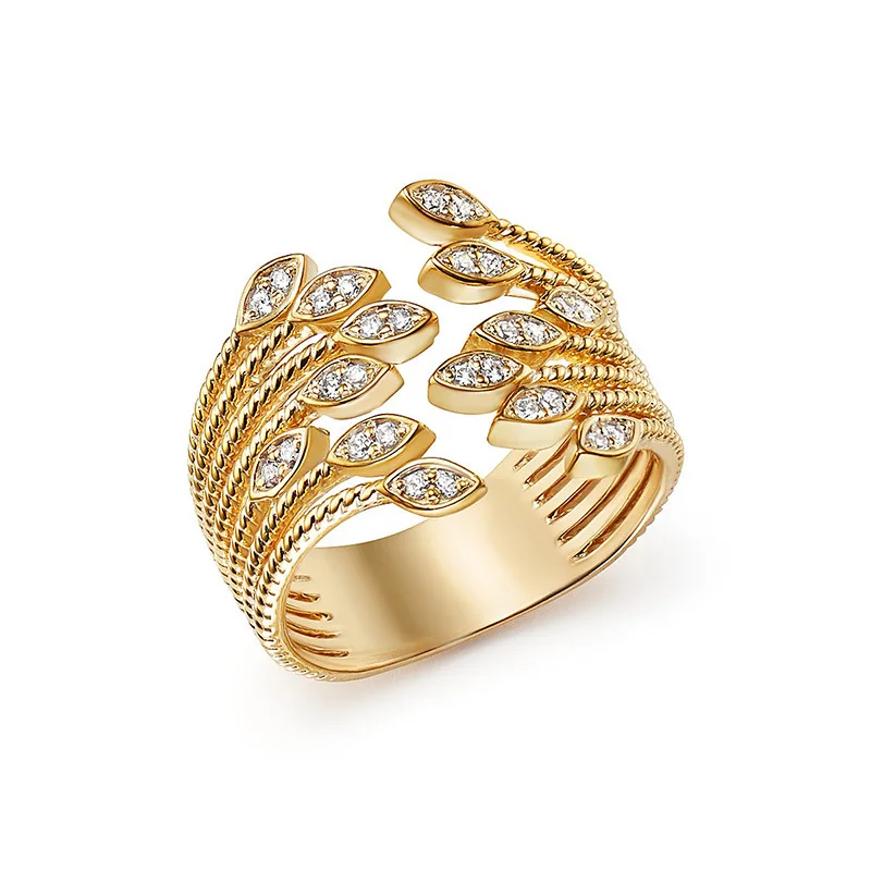 

Charms Gold Color Olive Tree Branch Leaves Open Ring for Women Girl Wedding Rings Adjustable Knuckle Finger Jewelry Xmas
