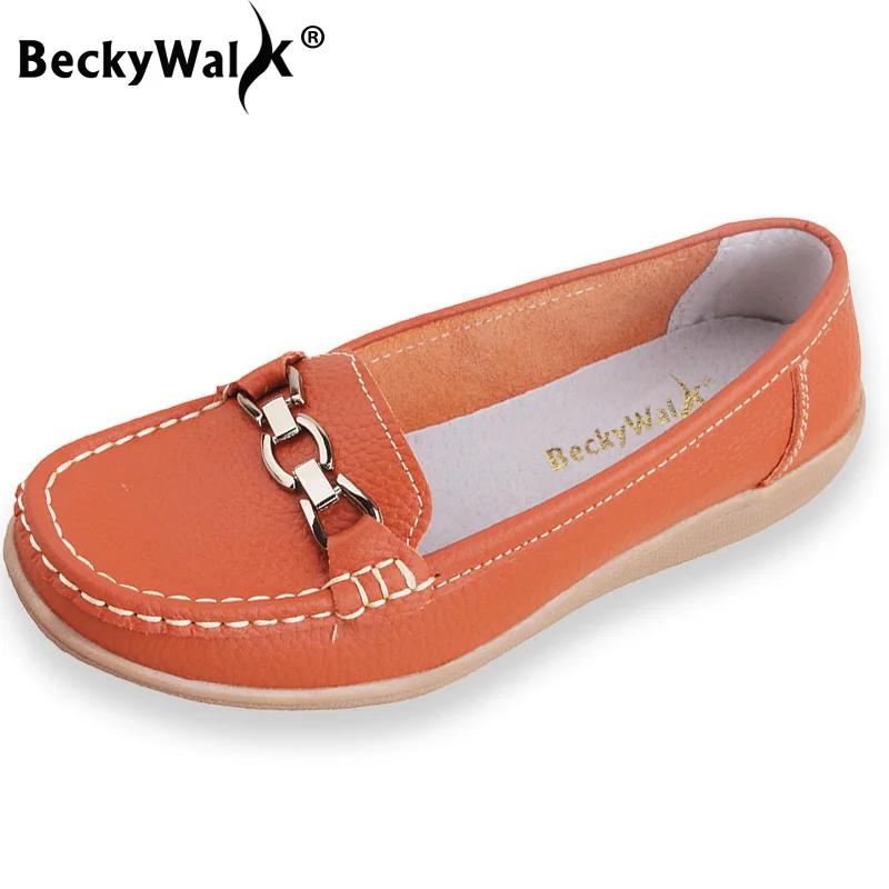 Лоферы BeckyWalk женские натуральная кожа плоская подошва металлическая пряжка