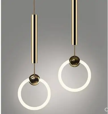 

Bedroom bedside bar single head chandelier model room Nordic creative personality ring restaurant chandelier