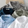 Square collar cotton linen shirts Premium breathable men's casual button-up