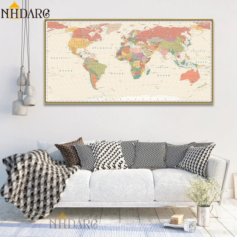 Vintage World Map Modern Home Decor Posters And Prints Canvas Painting Art Wall Pictures for Living Room Nordic Decoration