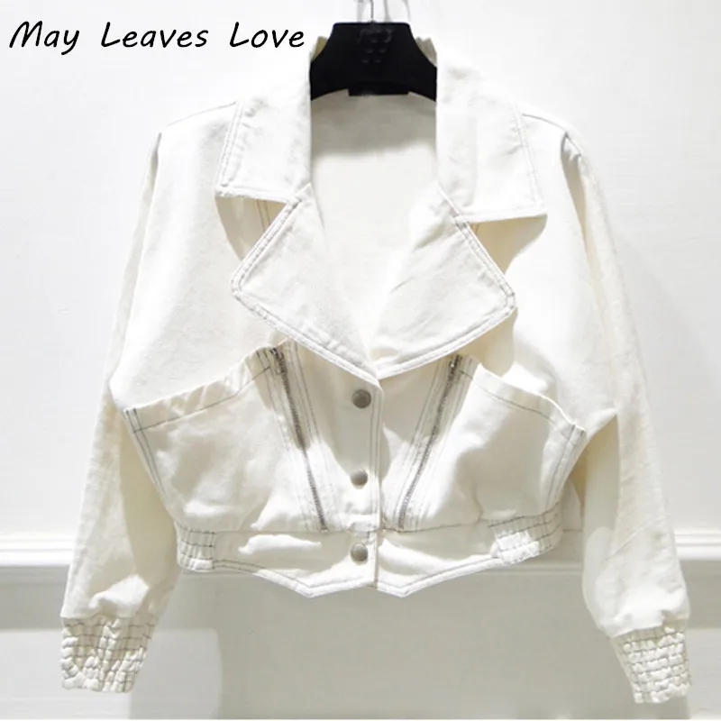 May Leaves Love 2017 Spring New Fashion White Denim Women Coats Slim ...