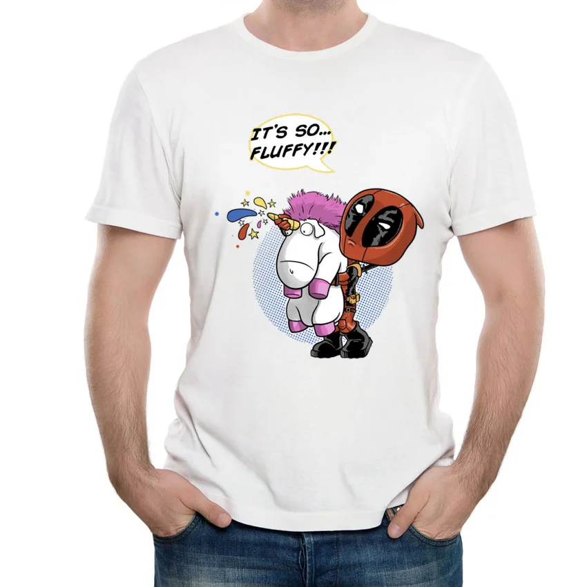 

New Deadpool and Unicorn Printing T-shirt It's So Fluffy Design Funny Tops Men Camisetas Hombre Casual Men's T shirt Streetwear