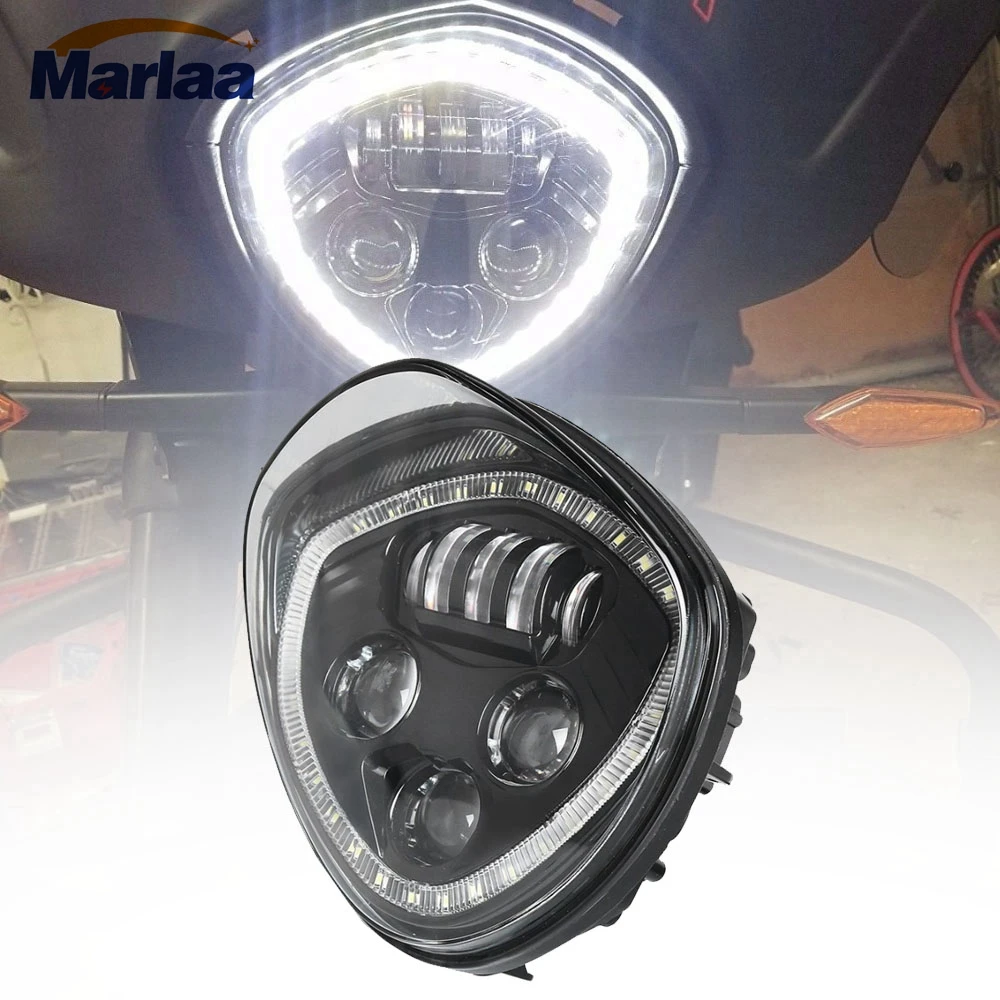 Marlaa Motorcycle Headlights Assembly LED Motorcycle Headlamp Kit for