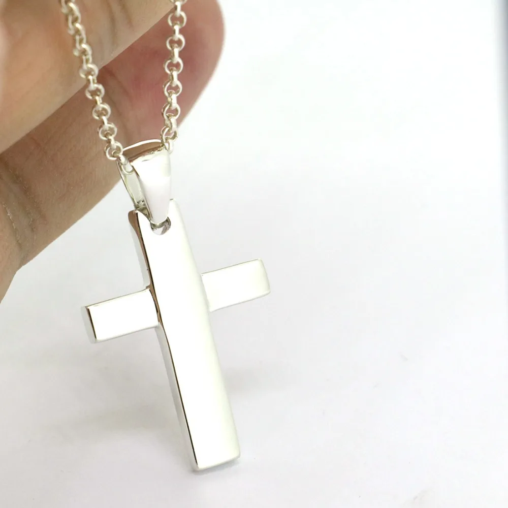 

Solid Sterling Silver Cross Pendant Necklace