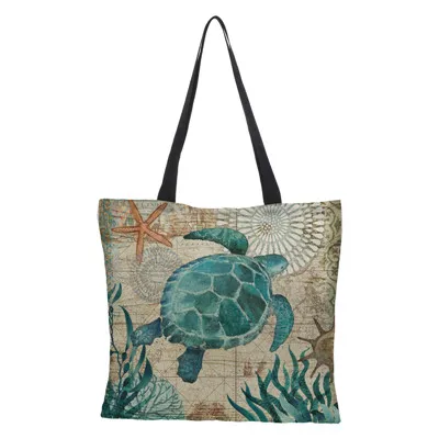 Индивидуальная сумка-тоут с рисунком морского конька черепахи осьминога, дорожные сумки на плечо, эко льняной мешок для покупок для женщин с принтом, забавная сумка - Цвет: 01