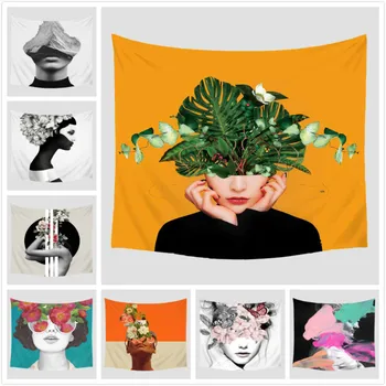 

Portrait Face Printed Pattern Tapestry Wall Hanging Decoration Furnishing Travel Picnic Beach Shawl Camping Bohemian Blanket
