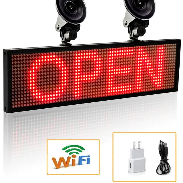 

2018 Portable 12v P5 Smd Red WiFi Indoor LED Signage Storefront Open Signage Programmable Scrolling Display Board