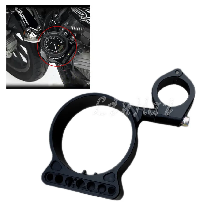 39mm/16" Black Anodized Side Mount Speedo Relocation Bracket For Harley Sportster XLin