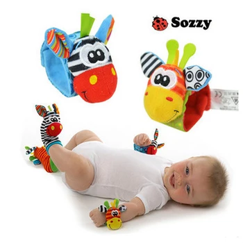 

Sozzy newborn bell 0-1 baby watch band animal plush hand rattle wrist strap socks