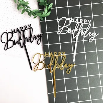 

INS Happy Birthday Acrylic Cake Topper Love Vine Garland Cupcake Topper for Wedding Birthday Party Cake Decorations Baby Shower