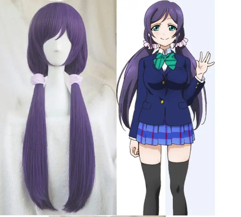 Аниме LoveLive! Nozomi Tojo косплей парик длинные фиолетовые термостойкие синтетические волосы парики+ парик колпачок+ розовые повязки для волос