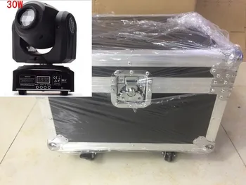 

6pcs 30W mini Moving Head + flightcase+Dmx cable LED Spot Moving Head Light/USA Luminums 30W LED DJ Spot Light dmx controller