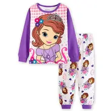 Новые Детские пижамы Обувь для девочек принцесса пижамы комплект длинный рукав ночное белье хлопковая Детская одежда пижамы h053
