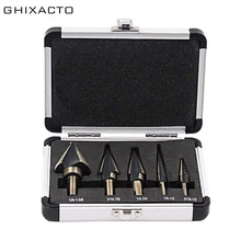 GHIXACTO 5pcs/Set HSS Cobalt Multiple Hole 50 Sizes Step Drill Bit Set With Aluminum Case Cone Cut High Speed Steel Wood Drill
