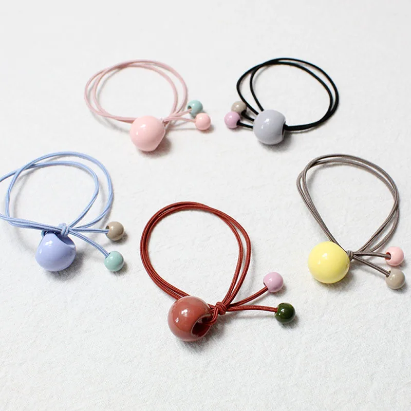 

Candy Color Big Small Beads Elastic Hair Ties For Girls Ponytail Hair Scrunchie Rubber Bands Hair Ropes Sweet Hair Accessories