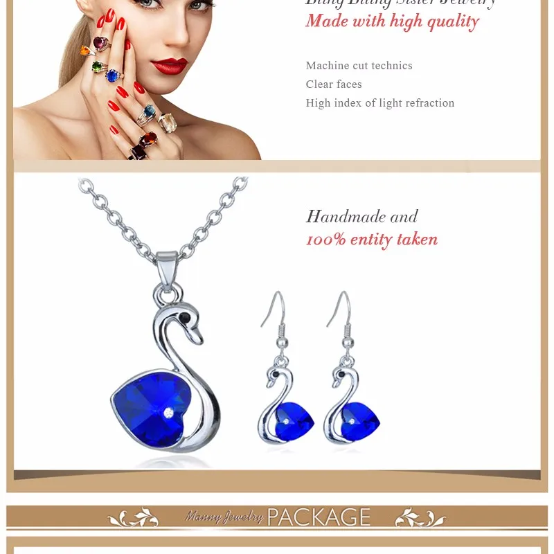 Новое поступление, рождественский подарок для женщин, небесно-голубой кристалл, белый циркон, 925 марка, серебряный цвет, ювелирные наборы, браслеты с сердцем, наборы