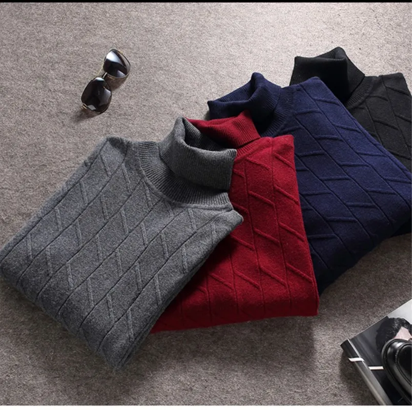New Arrive Male Pure Solid Woolen Turtleneck Sweater Men's Autumn And Winter Men Pure Color Pullovers