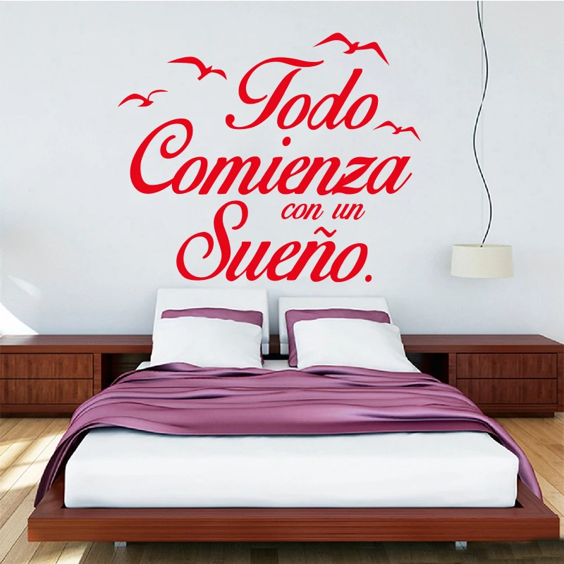 

Vinyl wall sticker Spanish quote poster bird wall applique wall art mural home decoration wallpaper living room decorationDW0677