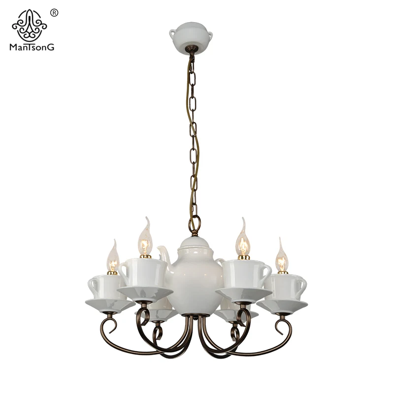 

New Vintage Teapot Pendant Lights Restaurant Living Room Kitchen Light Creative Ceramic Pendant Lamp Coffee Bar Lighting