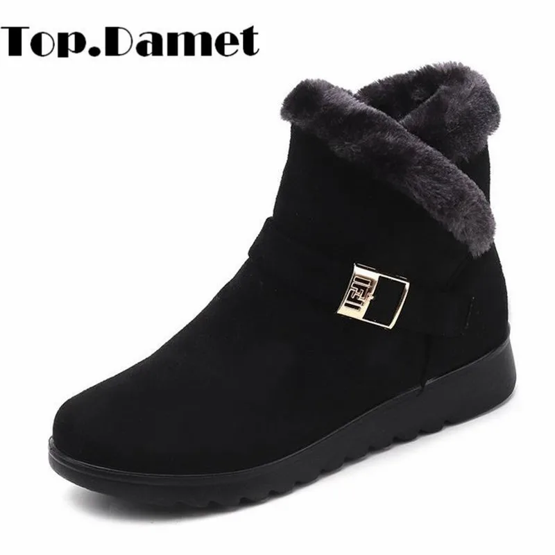 Top. Damet/женские зимние ботинки на низком каблуке Зимние теплые плюшевые удобные