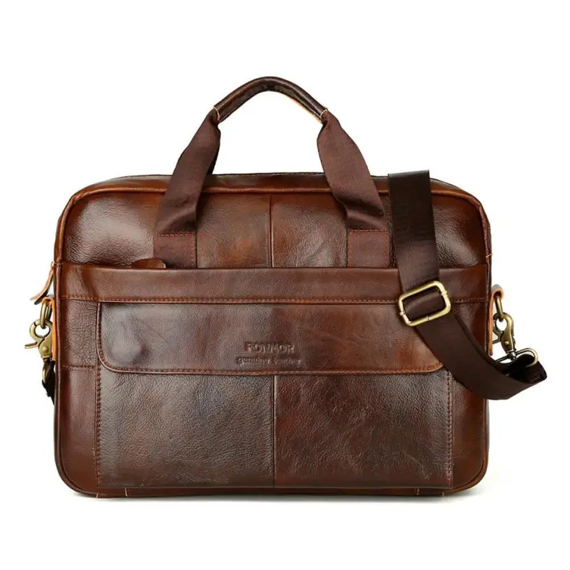 

xiniu High Quality New Men Briefcases Genuine Leather Handbag Vintage Laptop Briefcase Messenger Shoulder Bags Men's Bag