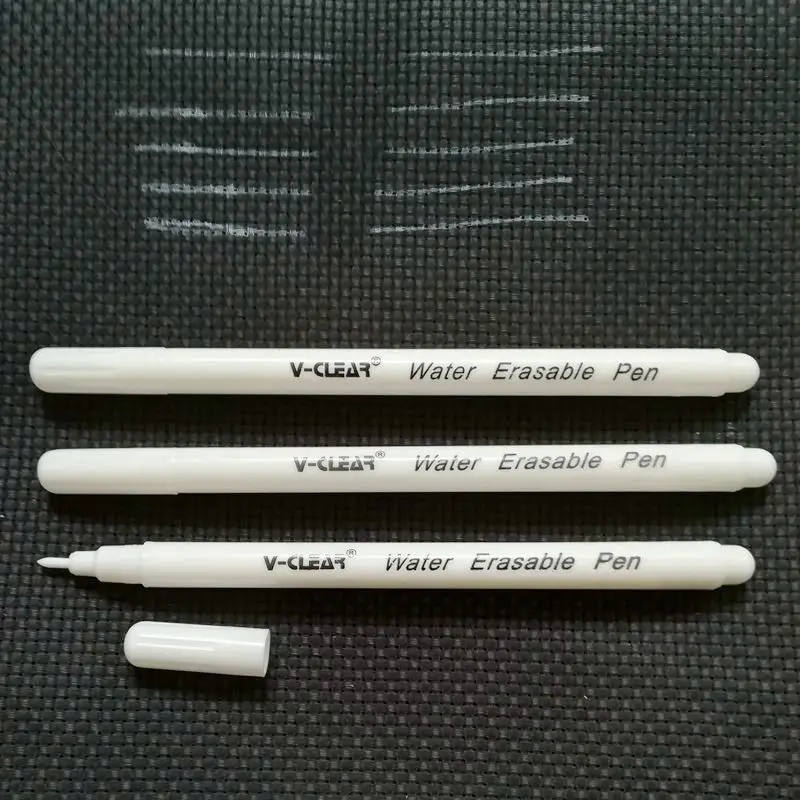 V CLEAR Water Soluble Pen White Color 3 Pcs Wasable Ink Textile Leather