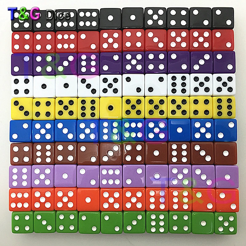 

10 PCS Dices Cube Gem 16mm D6 RPG Spot DIY Six Sided Game Toy Craft New