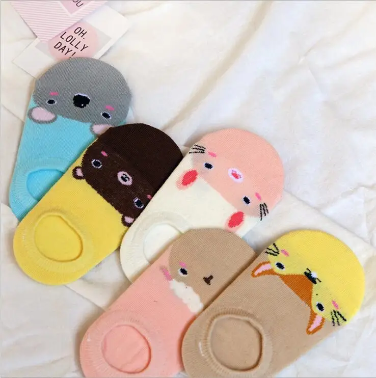 5 пар носков для детей от 1 до 3 лет, детские носки-тапочки для новорожденных Kawaii, носки с принтом животных хлопковые осенние детские носки для малышей