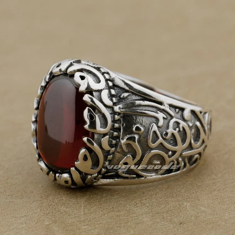 Кольца для женщин Красный CZ камень 925 серебро декоративный узор модное кольцо 9K015
