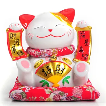 

Ceramic 9 inch large fortune double Lucky Cat ornaments ornaments gift promotion piggy cat