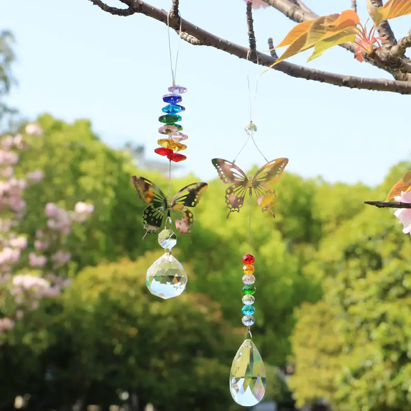 40mm Ball 38mm drop 2 шт. ручной работы чакра бабочка Suncatcher хрустальный шар призмы Радуга чайник висит витражные фигурки Главная Свадебные украшения - Цвет: 40mm Ball 38mm drop