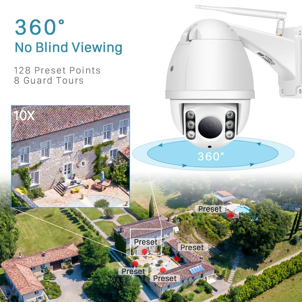 Беспроводная скоростная купольная IP камера BESDER 1080P 10X с оптическим зумом и Wi Fi