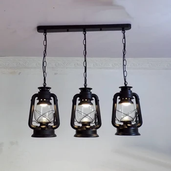 

European Antique Black 2/3 Lamps Iron Chandeliers Light Modern Retro Bar Restaurant Living Room Suspension Lamp Lighting PL598