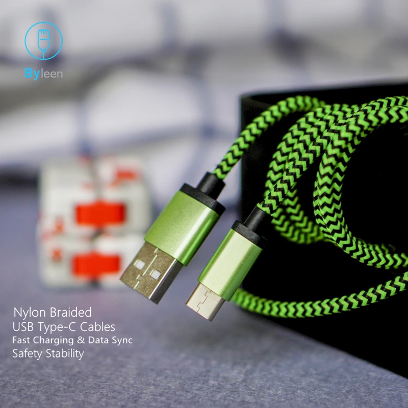 USB кабель Byleen для быстрой зарядки и передачи данных оранжевый/синий/зеленый Samsung