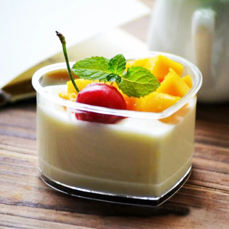 Cup Mousse Tray 50pcs Plastic Disposable Dessert Cake Lid Aliexpress