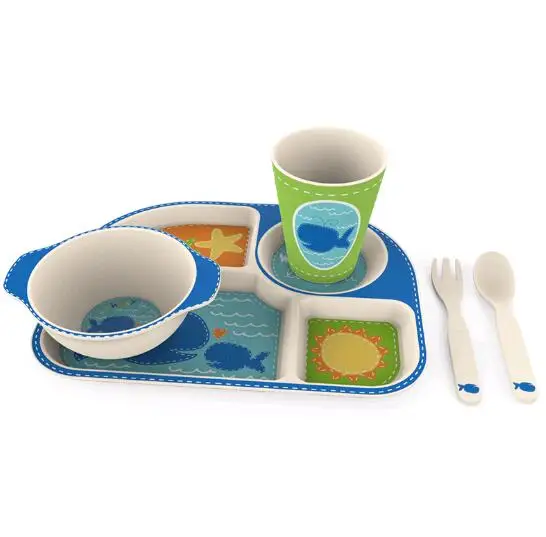 5 шт./компл. Мультяшные детские блюда бамбуковые малыши еда чаша для кормления чашки тарелки наборы Посуда креативный подарок для детей - Цвет: 5