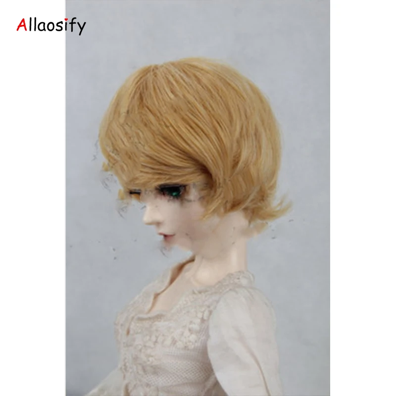 BJD Wig for 1/3 1/4 1/6 High Temperature Fiber boy short curly hair for Dolls doll wig White gray orange black free shipping