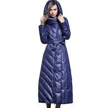 XS-7XL, плюс размер, 90% утиный пух, пальто, модный бренд, с капюшоном, длинный пуховик, для женщин, выше колена, тонкое, толстое, теплое пальто