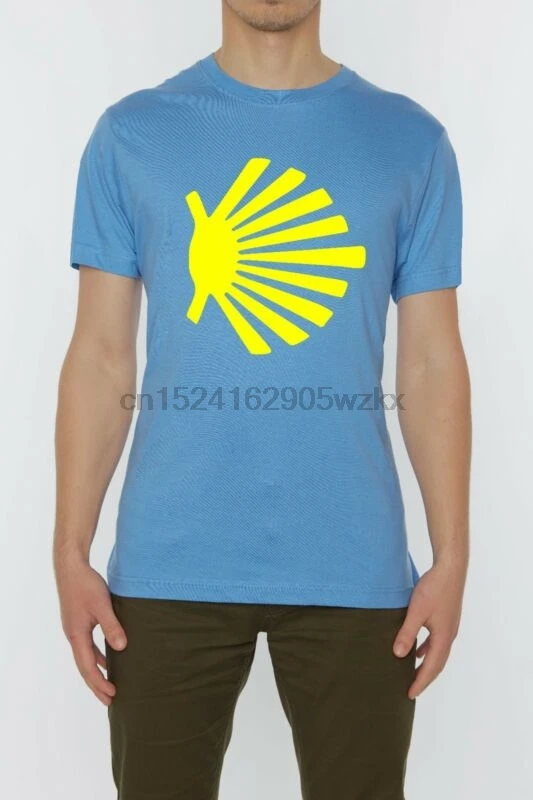 Camino De Santiago Scalob Shell Piligrim Symbol men's t shirt blue top quality | Мужская одежда