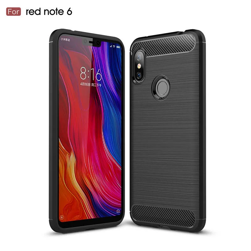 cheap Shockproof Case For Xiaomi Redmi Note 6 Pro Brushed Silicone Carbon Fiber Matte Back Cover For Redmi Note 6 pro Coque Note6