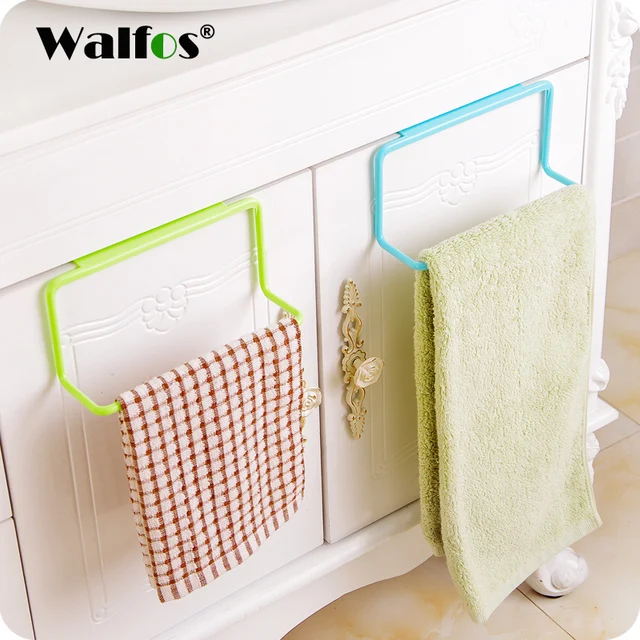 Cheap WALFOS Storage Holders Towel Rack Hanging Holder Organizer Bathroom Kitchen Cabinet Cupboard Hanger rangement