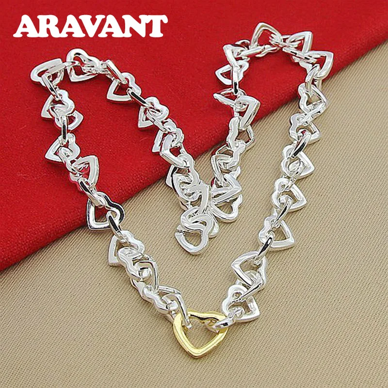 

Romantic Love Heart Necklace 925 Silver Necklaces Women Wedding Fashion Jewelry
