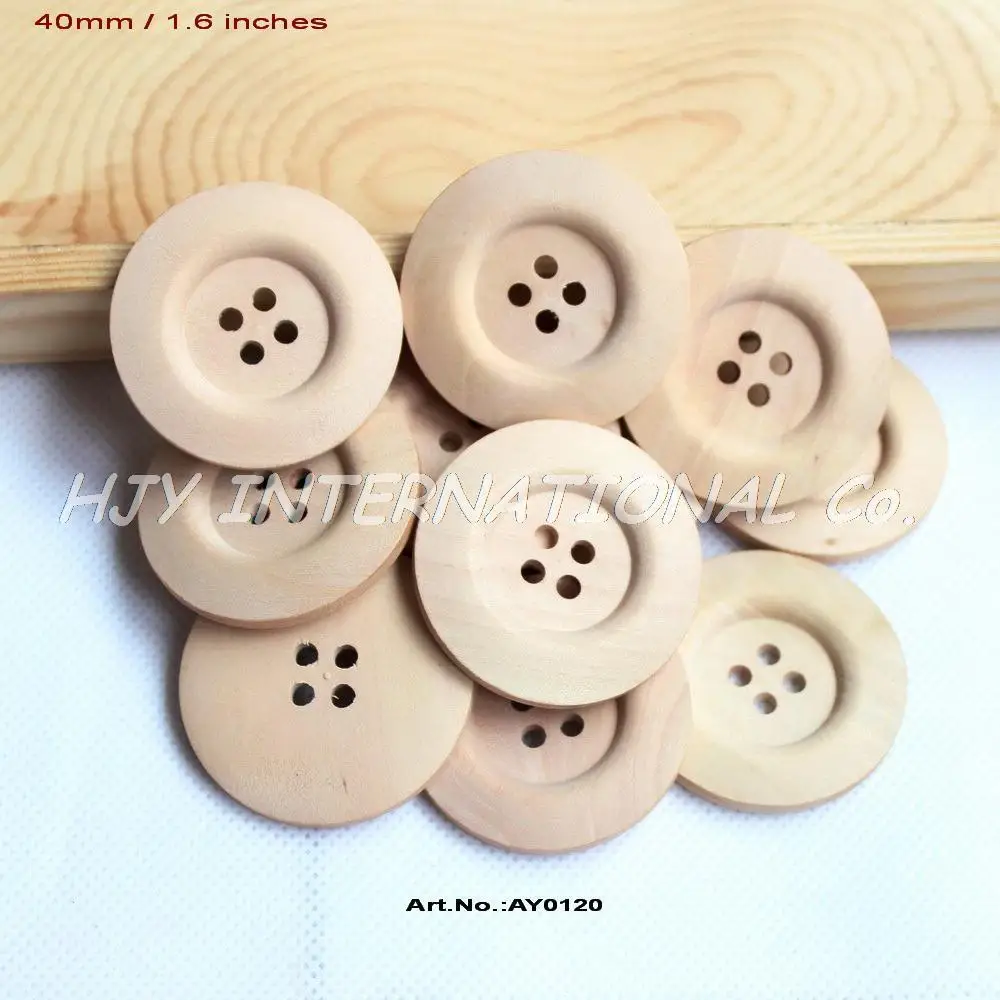 20 шт./лот) 40 мм 4 отверстия натуральная пустая деревянная кнопка объемные Швейные Кнопки на шляпе шарф скрапбук-AY0120