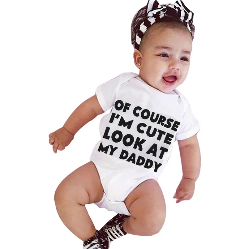 Baby Clothing Newborn Infant Baby Girl Boy Short Sleeve Letter Romper Jumpsuit Outfits Clothes romper do beb menina #20O17 #F (4)