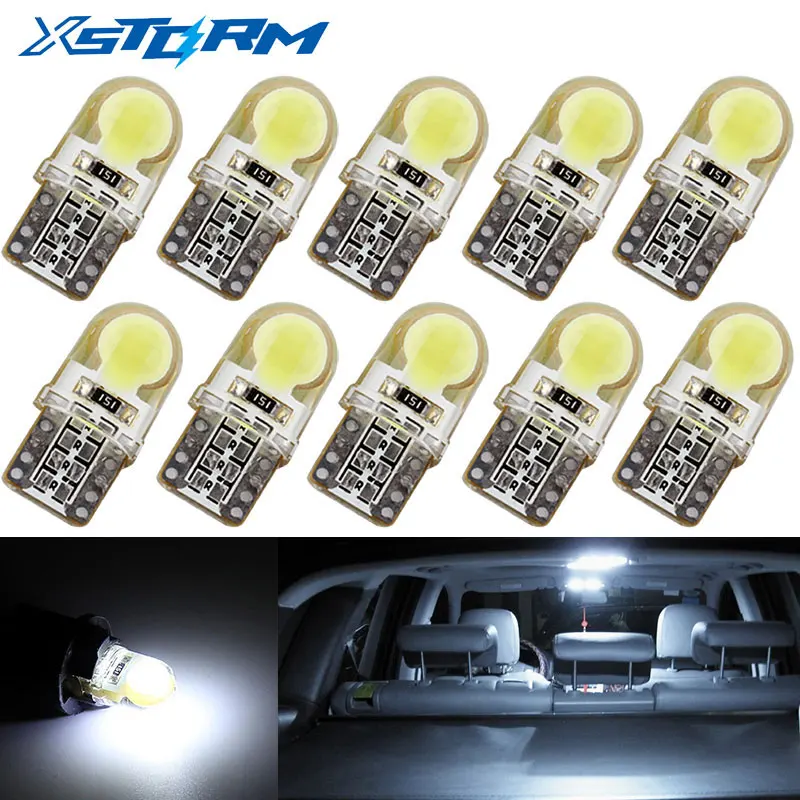 10 шт. W5W T10 Светодиодные лампы 194 168 COB 8 SMD белые купольные ламсветильник для