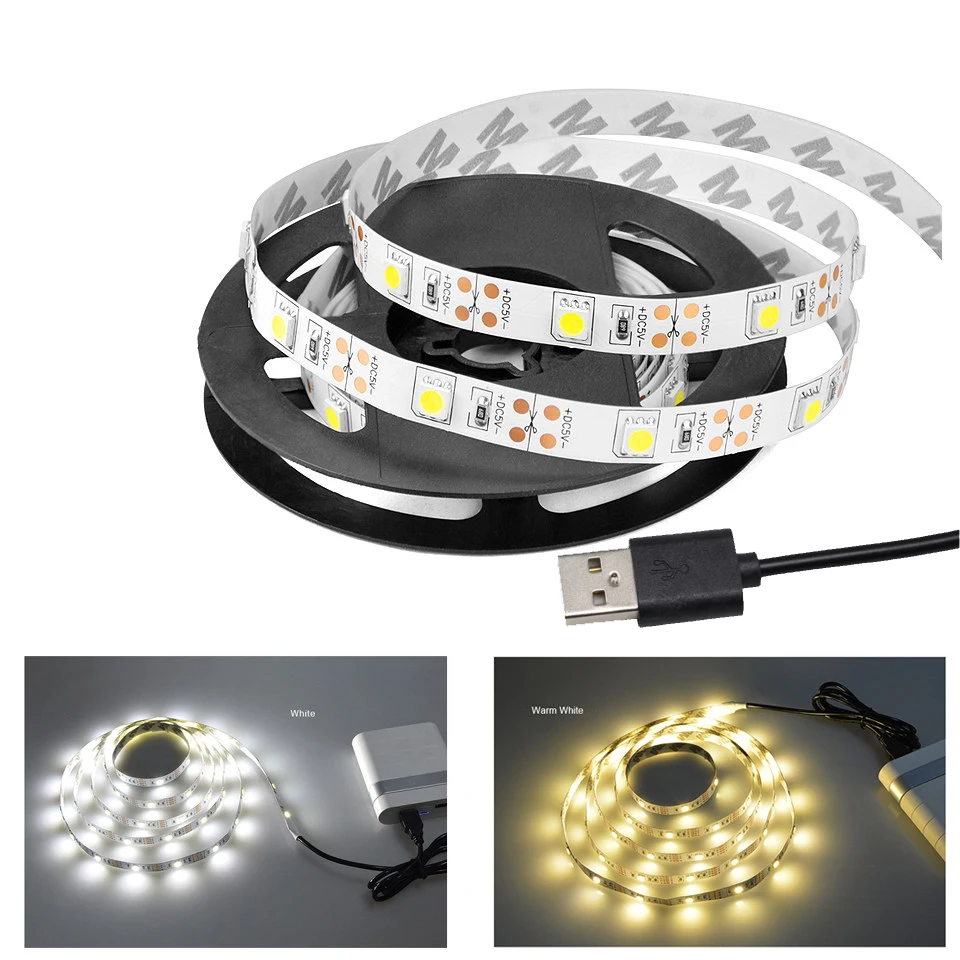 5V-50CM-1M-2M-3M-4M-5M-USB-Cable-Power-LED-Strip-light-lamp-Tape-SMD2