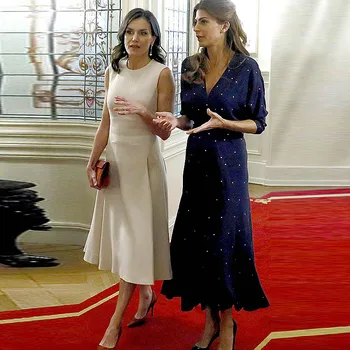 

XF High Quality Court Retro Apricot Dress Letizia Same Paragraph Elegant Summer 2019 New Women'S Party Fashion Midi Dress