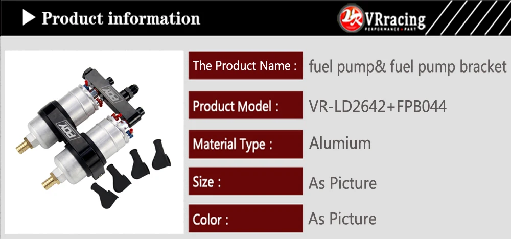 VR RACING-один ПК двойное отверстие Топливный насос Кронштейн с логотип pqy+ две части 044 топливный насос 300LPH VR-LD2642+ FPB044